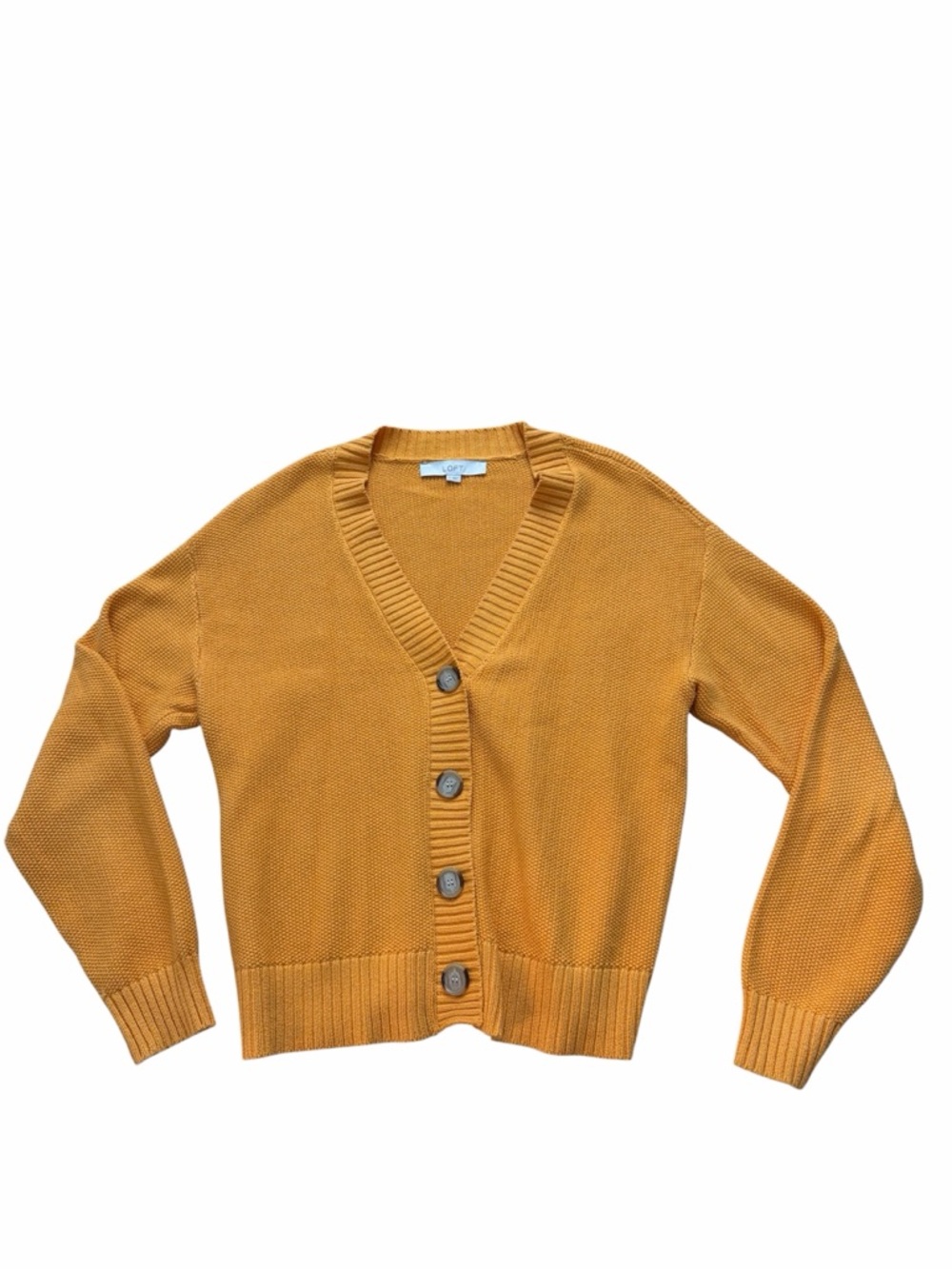 LOFT Mustard Button-Front V-Neck Cardigan